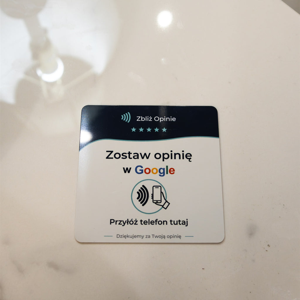 Tabliczka NFC do opinii Google – samoprzylepna