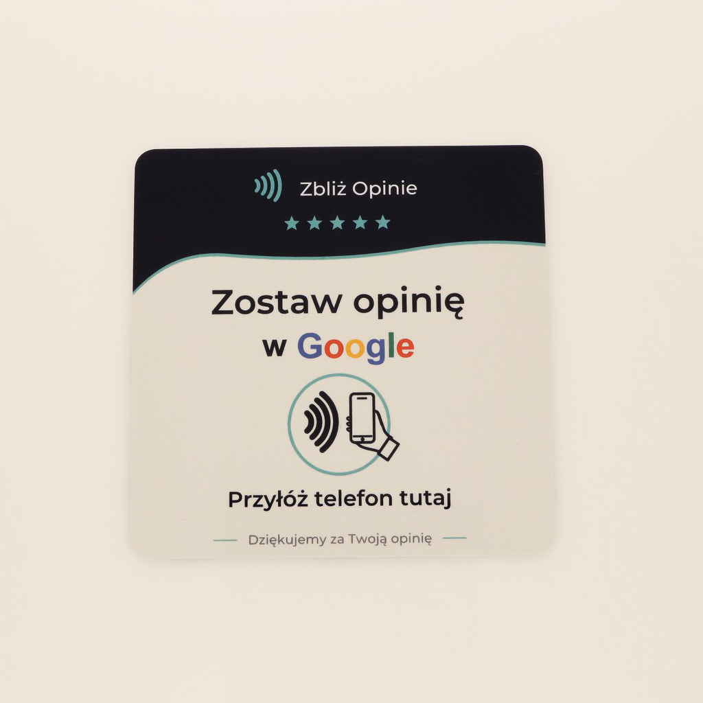 Tabliczka NFC do opinii Google – samoprzylepna