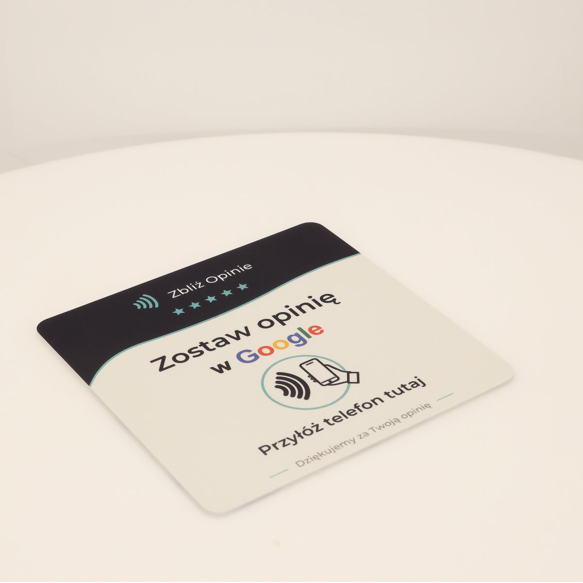 Tabliczka NFC do opinii Google – samoprzylepna